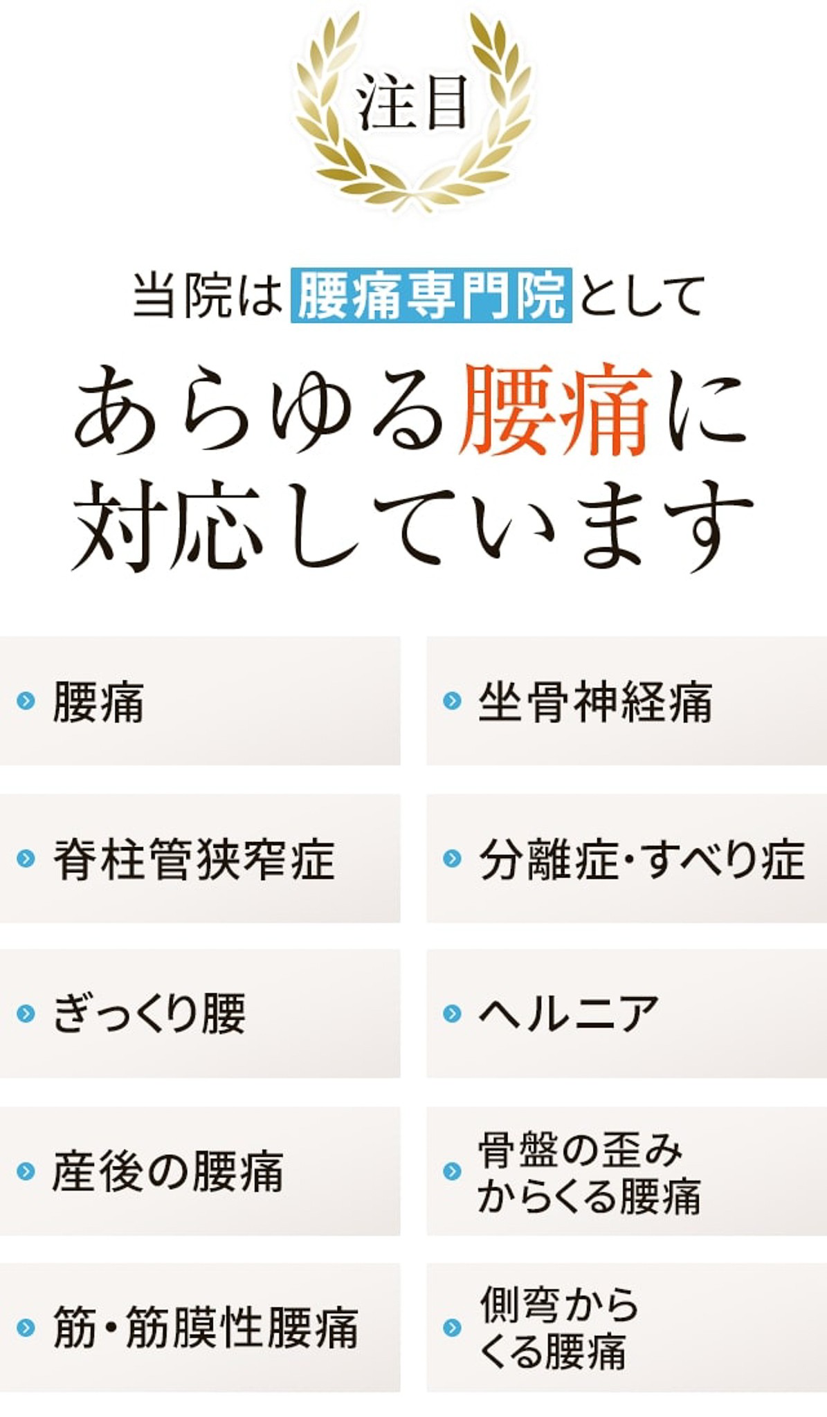 当院はあらゆる腰痛に対応しています